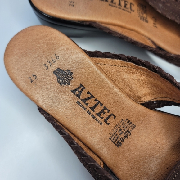 H. Aztec Made In Mexico Sandals Brown Leather Size 25 US8 - Picture 6 of 11